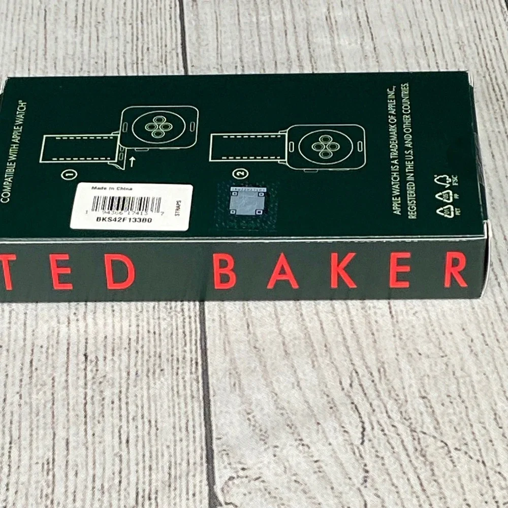 Ted Baker London Apple Watch Band 42mm 44mm Brown Embossed‎ Leather Strap